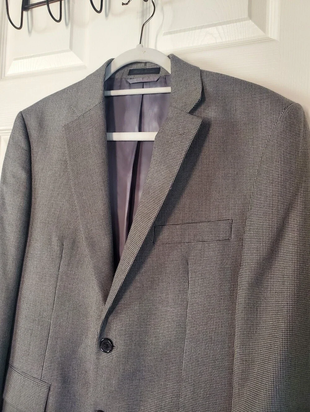 Lauren Ralph Lauren Houndstooth Gray Sport Jacket Office Career Two-Button 38S